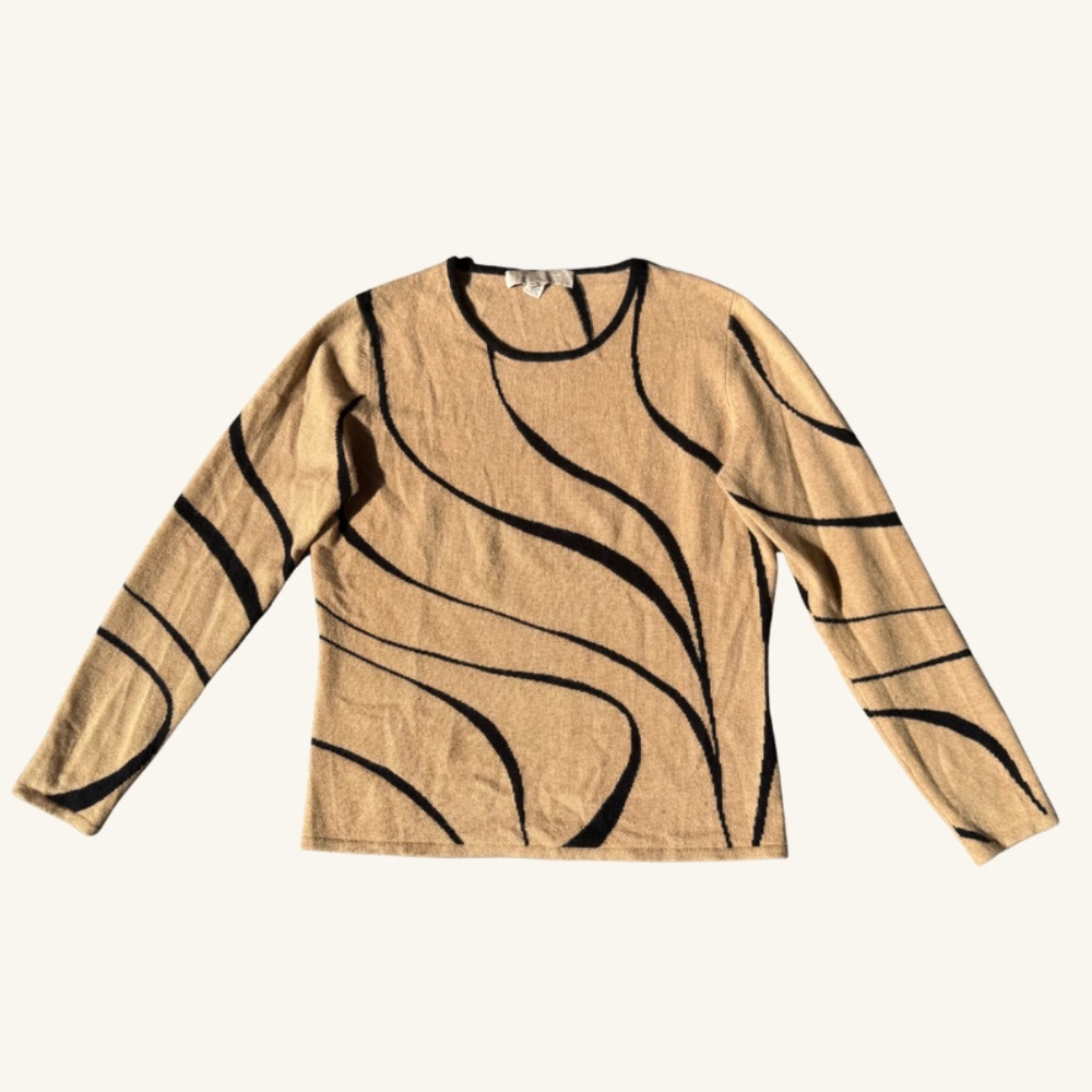 Cashmere Camel and Black Wave Sweater M